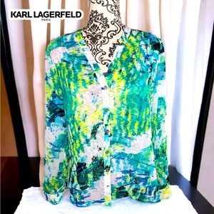 KARL LAGERFELD Women’s colourful sheer blouse- XSmall